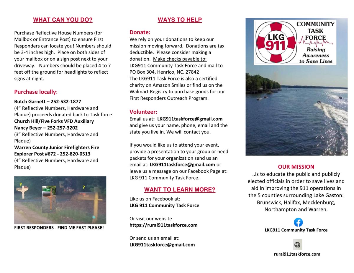 Lake Gaston 911 Task Force | Brochure